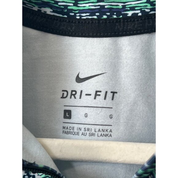 Nike Dri Fit Quarter Zip Running Pullover Women L Long Sleeve Blue Green Workout - Picture 4 of 7